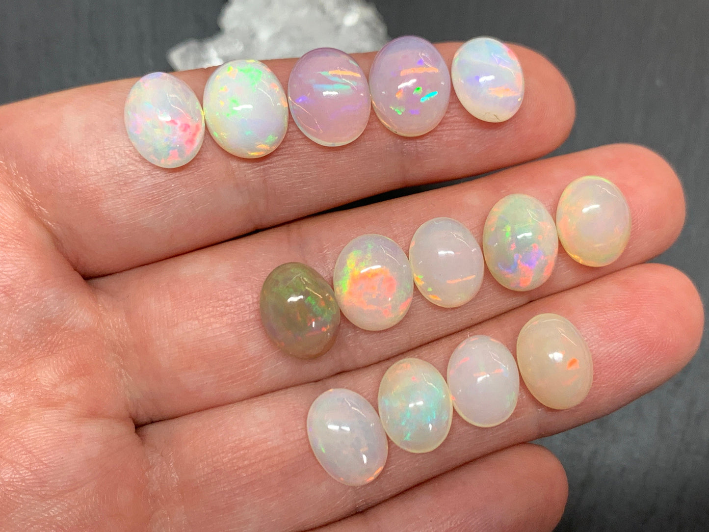 Ethiopian Opal oval 10mm long cabochon