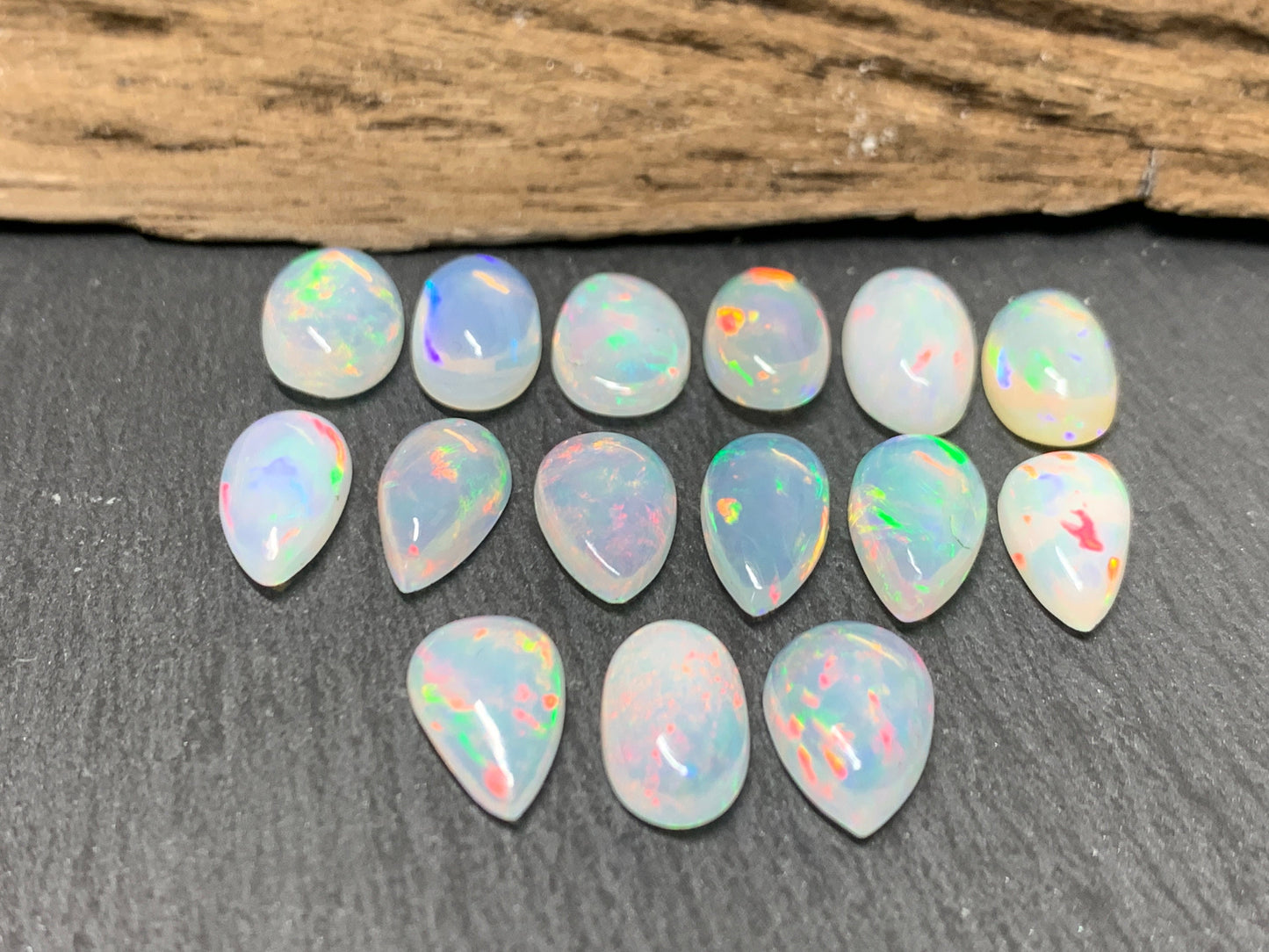 Ethiopian Opal 12-14mm long cabochon - pear, oval