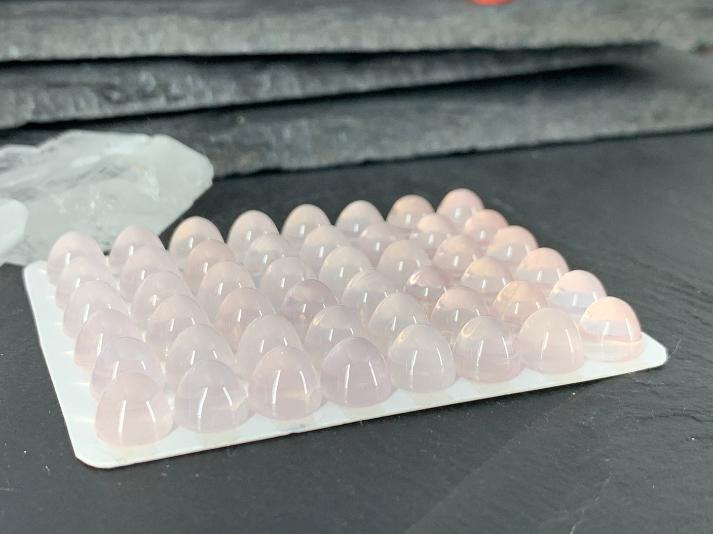 Rose Quartz bullet 8mm cabochon - Calibrated cabochons