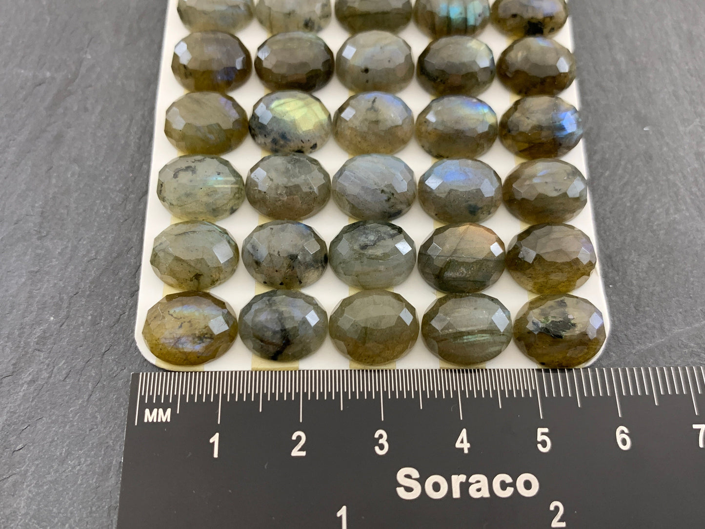 Faceted Labradorite oval 10x12mm Cabochon - Calibrated Cabochons
