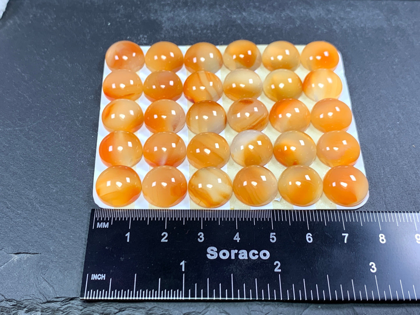 Carnelian round 13mm cabochon - Calibrated cabochons