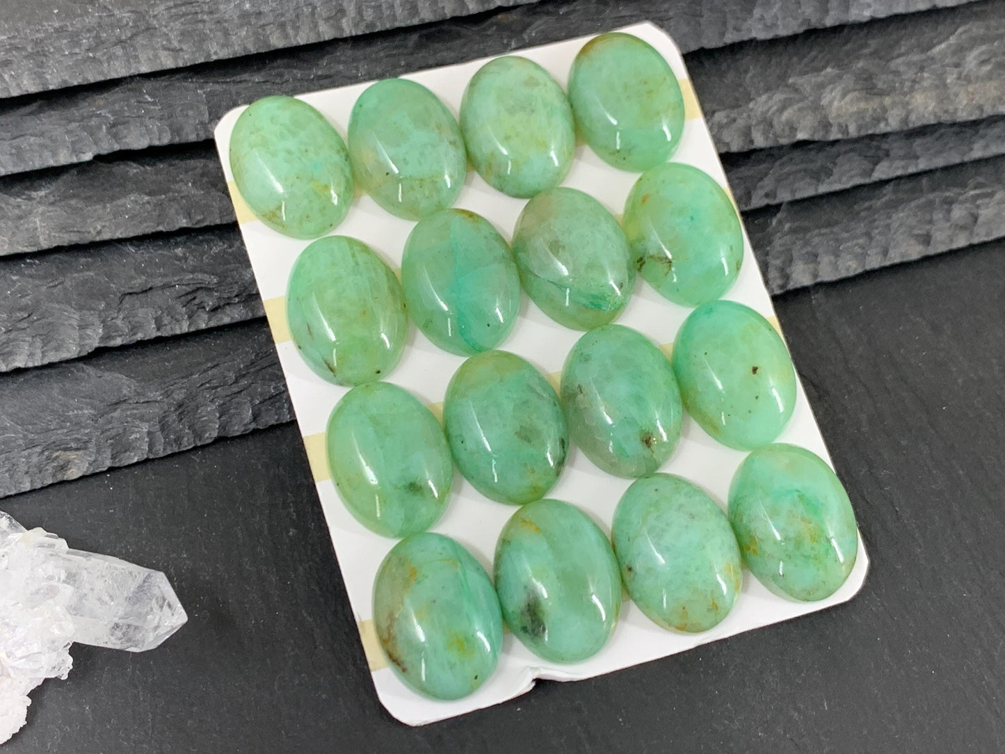 Chrysocolla Quartz oval 15x20mm cabochon - Calibrated cabochons