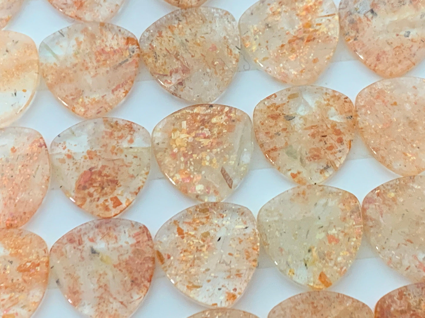 Flat Sunstone curved triangle 12x12mm cabochon - Calibrated cabochons