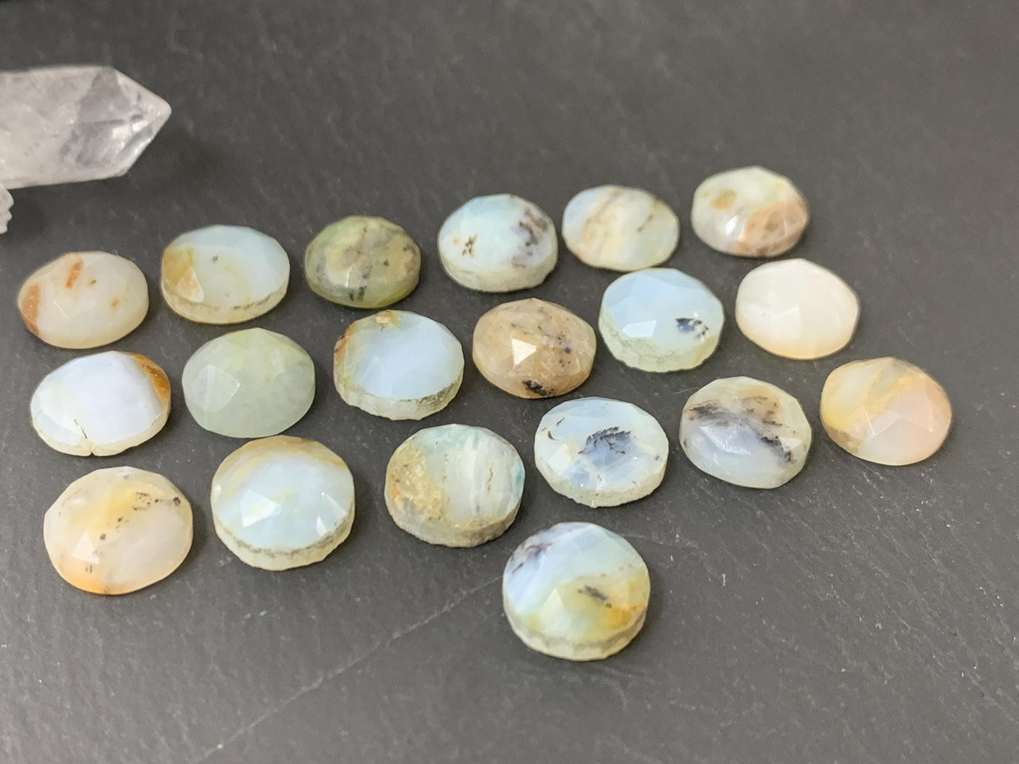 Faceted Peruvian Opal round 10mm cabochon
