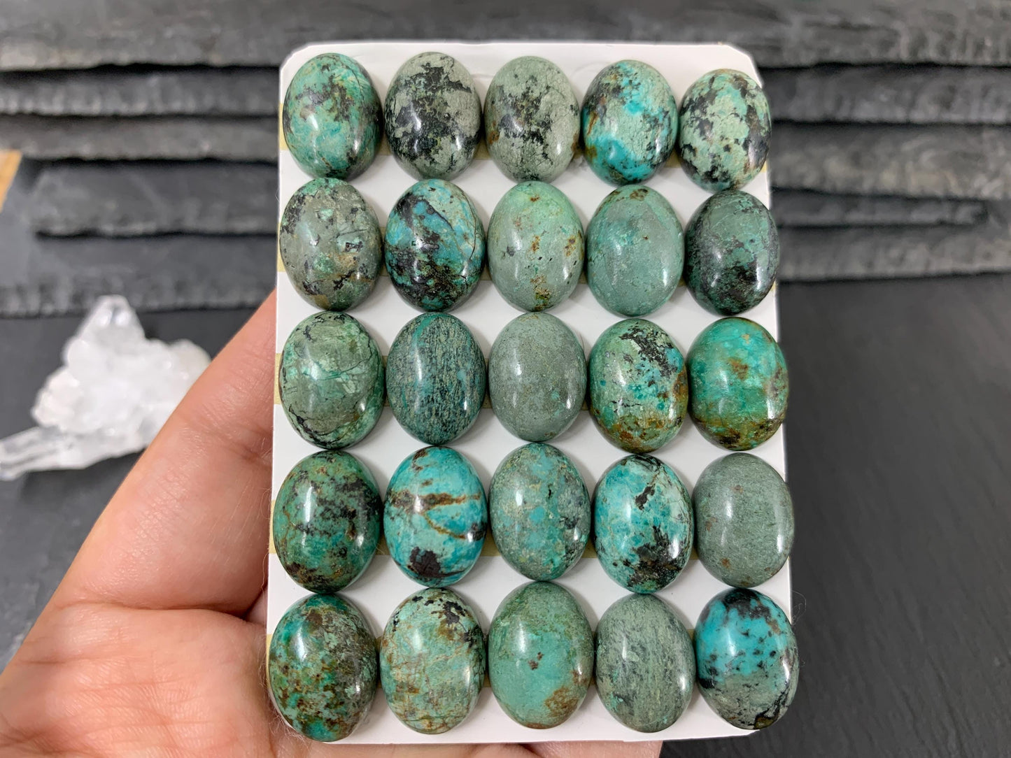 African Turquoise oval 12x16mm cabochon - Calibrated cabochons