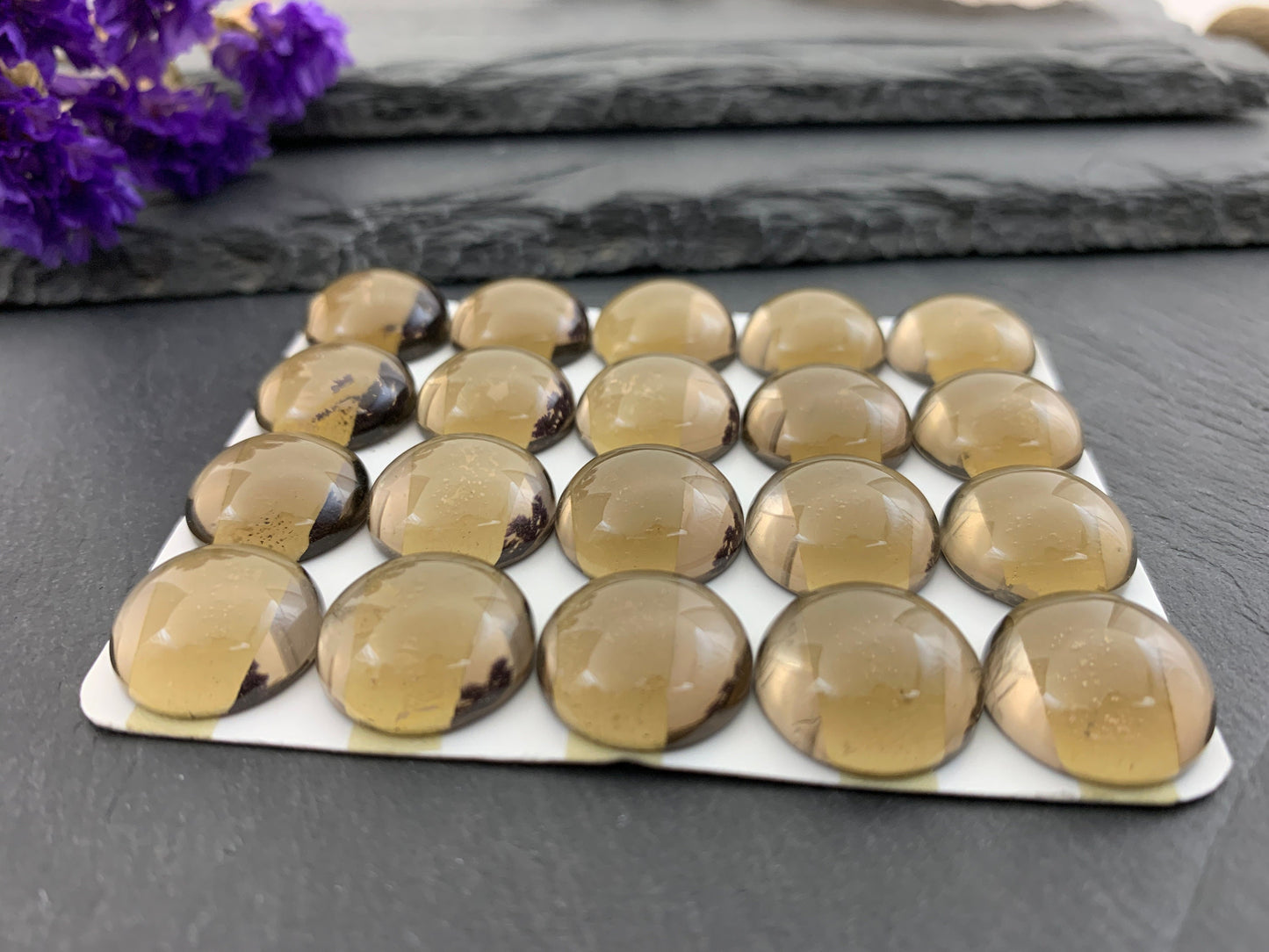 Smokey Quartz round 15mm cabochon - Calibrated cabochons