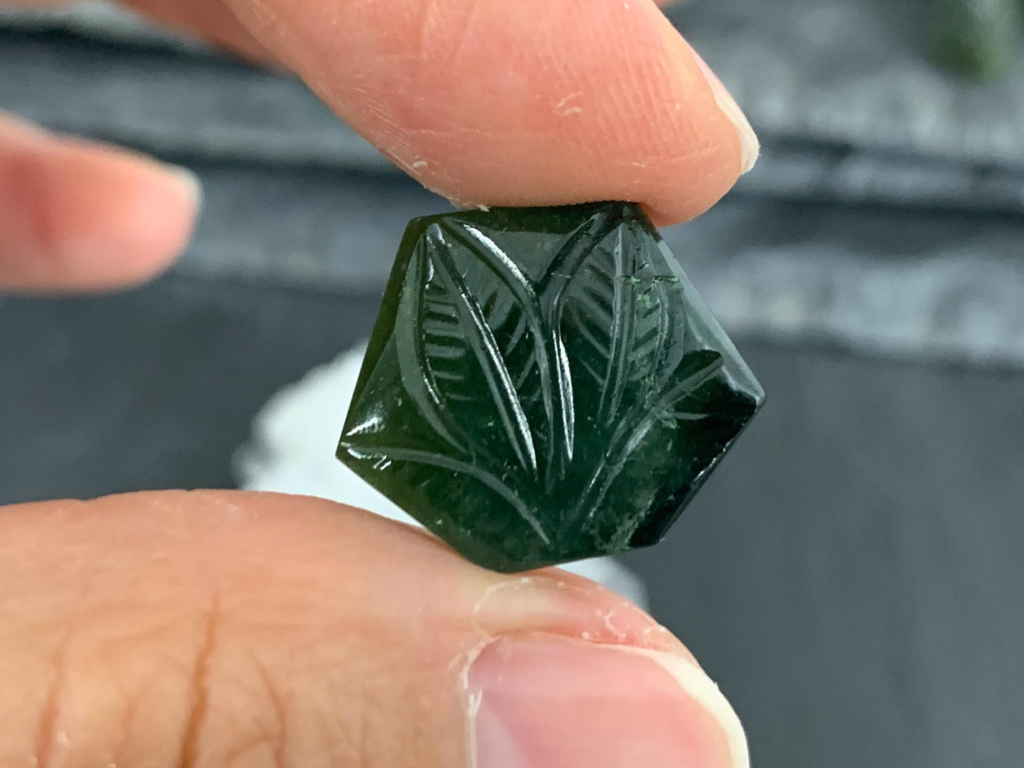 Carved Tourmaline 17x15x4mm cabochon