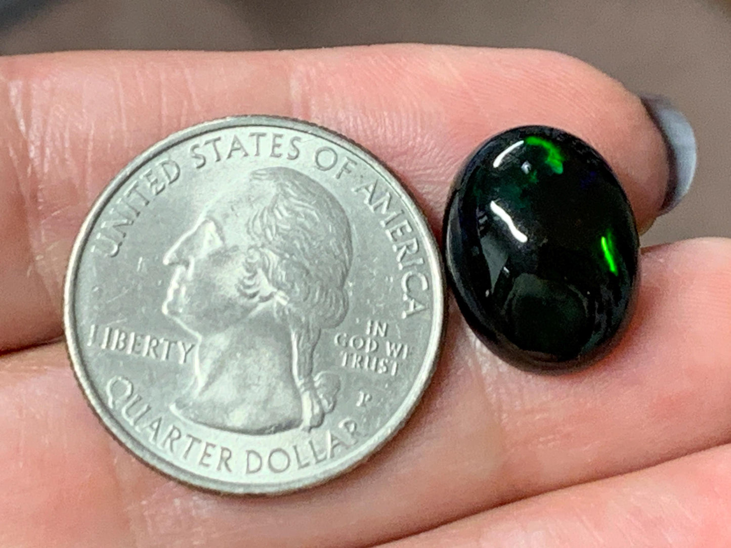 Natural Ethiopian Black Opal 12x16x6mm cabochon