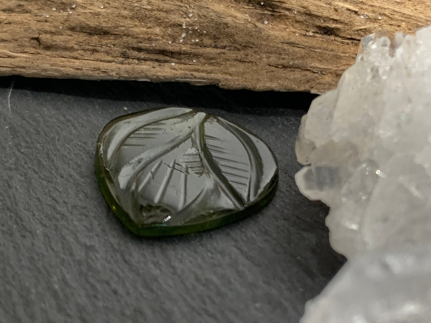 Carved Tourmaline 16x16x2mm cabochon
