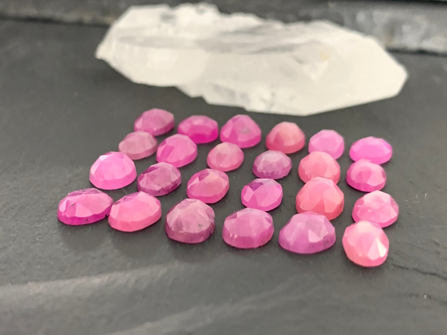 Faceted Pink Sapphire oval 6x8mm cabochon - Light pink