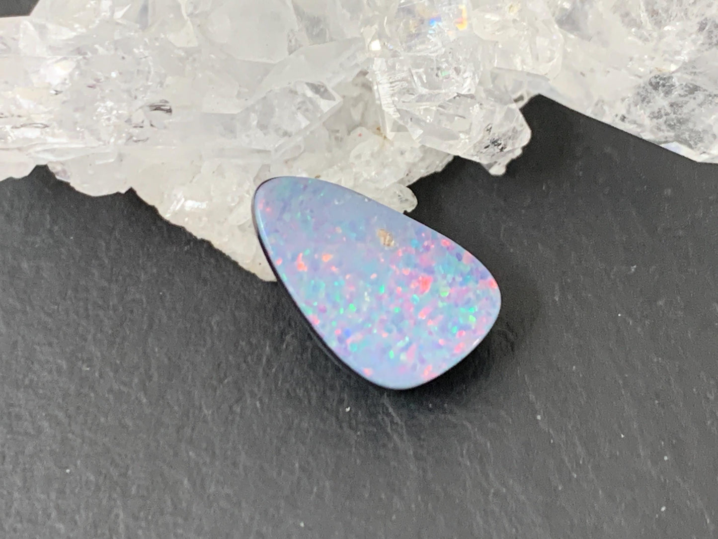 Discounted Australian Opal doublet cabochon 9x12x4mm