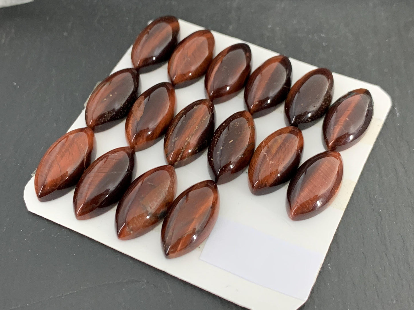 Red Tiger Eye marquise 10x20mm cabochon