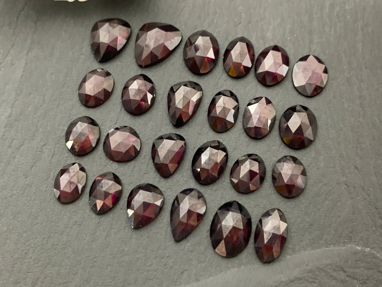 Faceted Rhodolite Garnet 8-12mm long cabochon