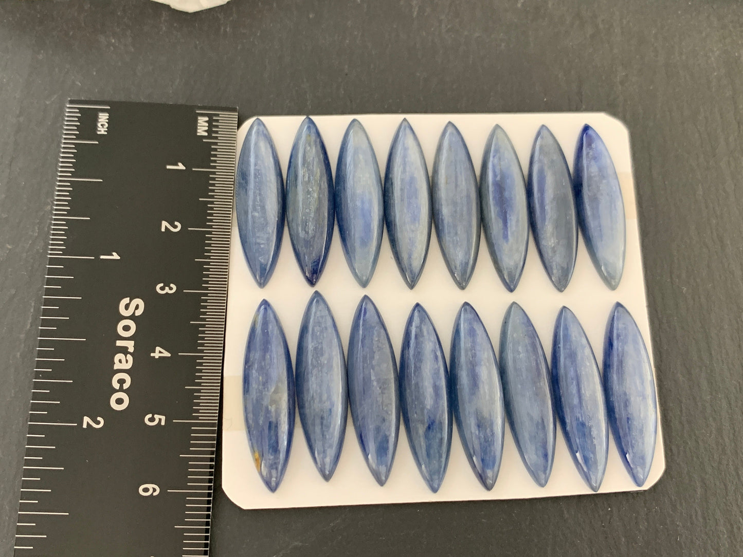 Blue Kyanite marquise 8x29-30mm cabochon - Calibrated cabochons