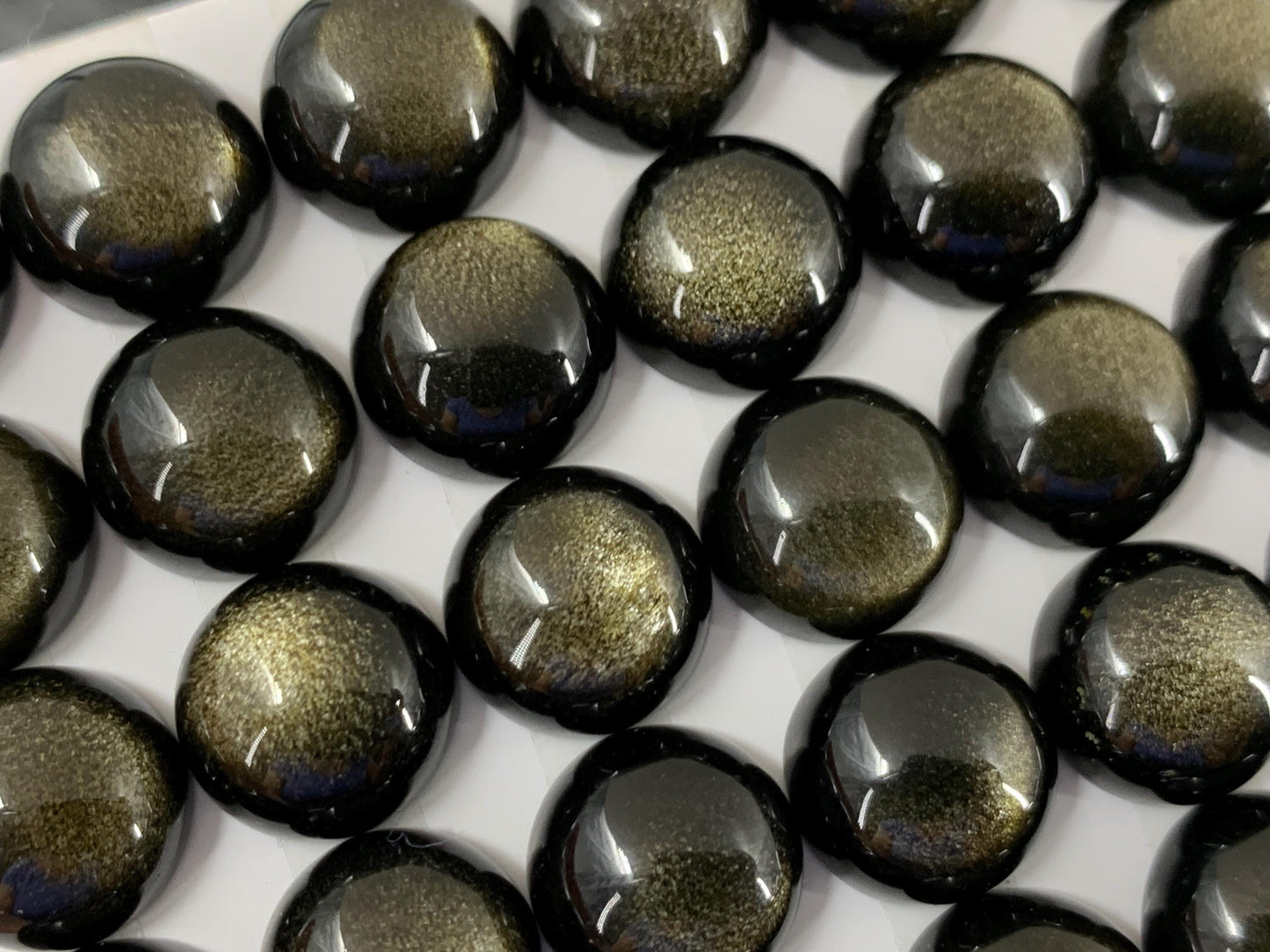 Gold Obsidian round 12mm cabochon - Calibrated cabochons