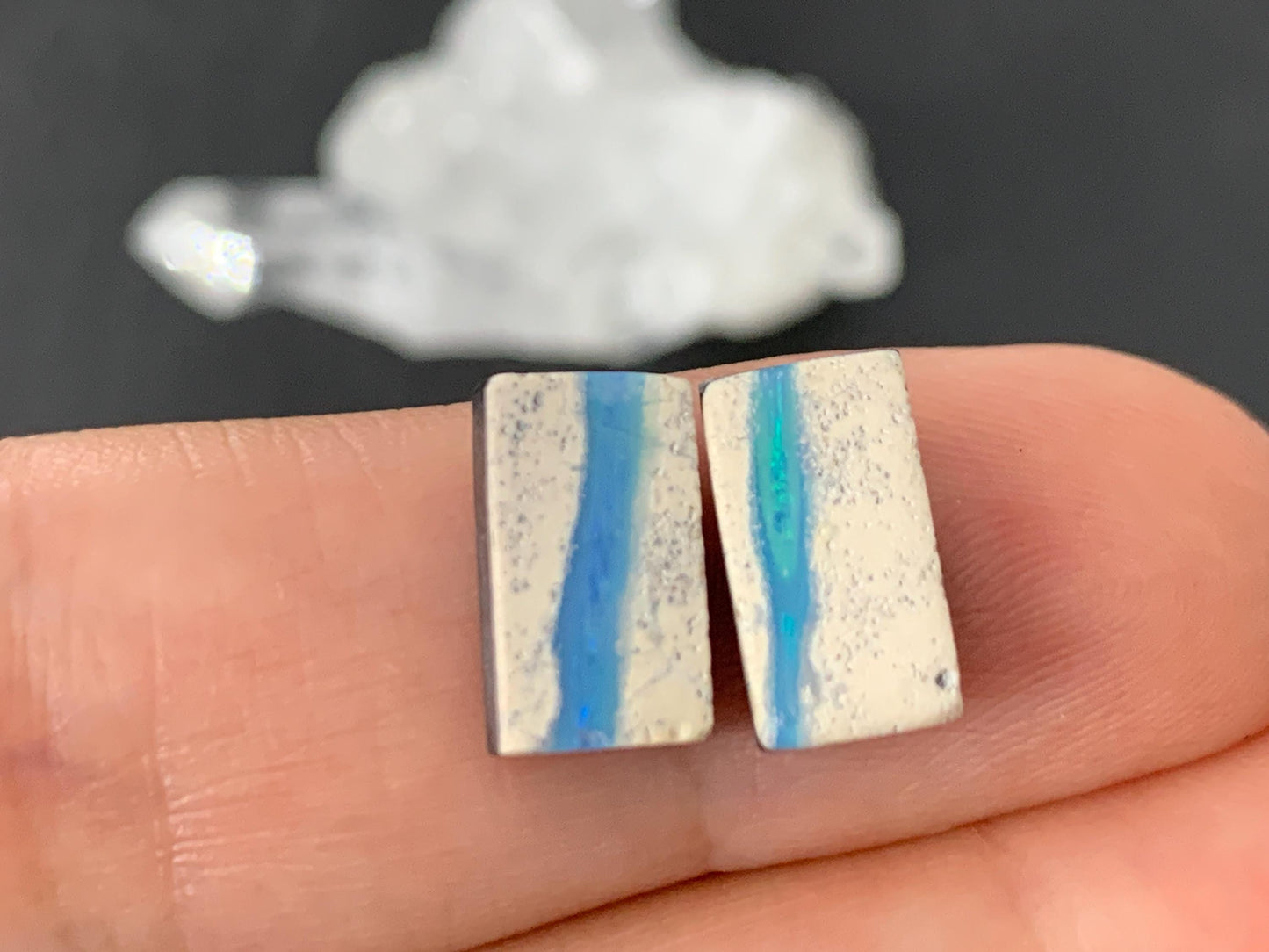 Australian Opal doublet 6x10x3.5mm pair of cabochons