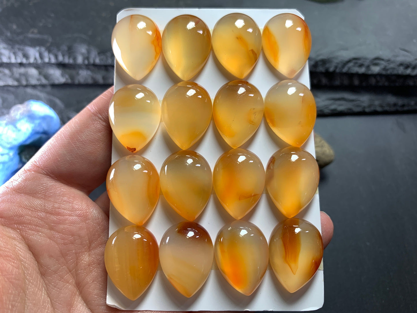 Carnelian pear 15x20mm cabochon - Calibrated cabochons