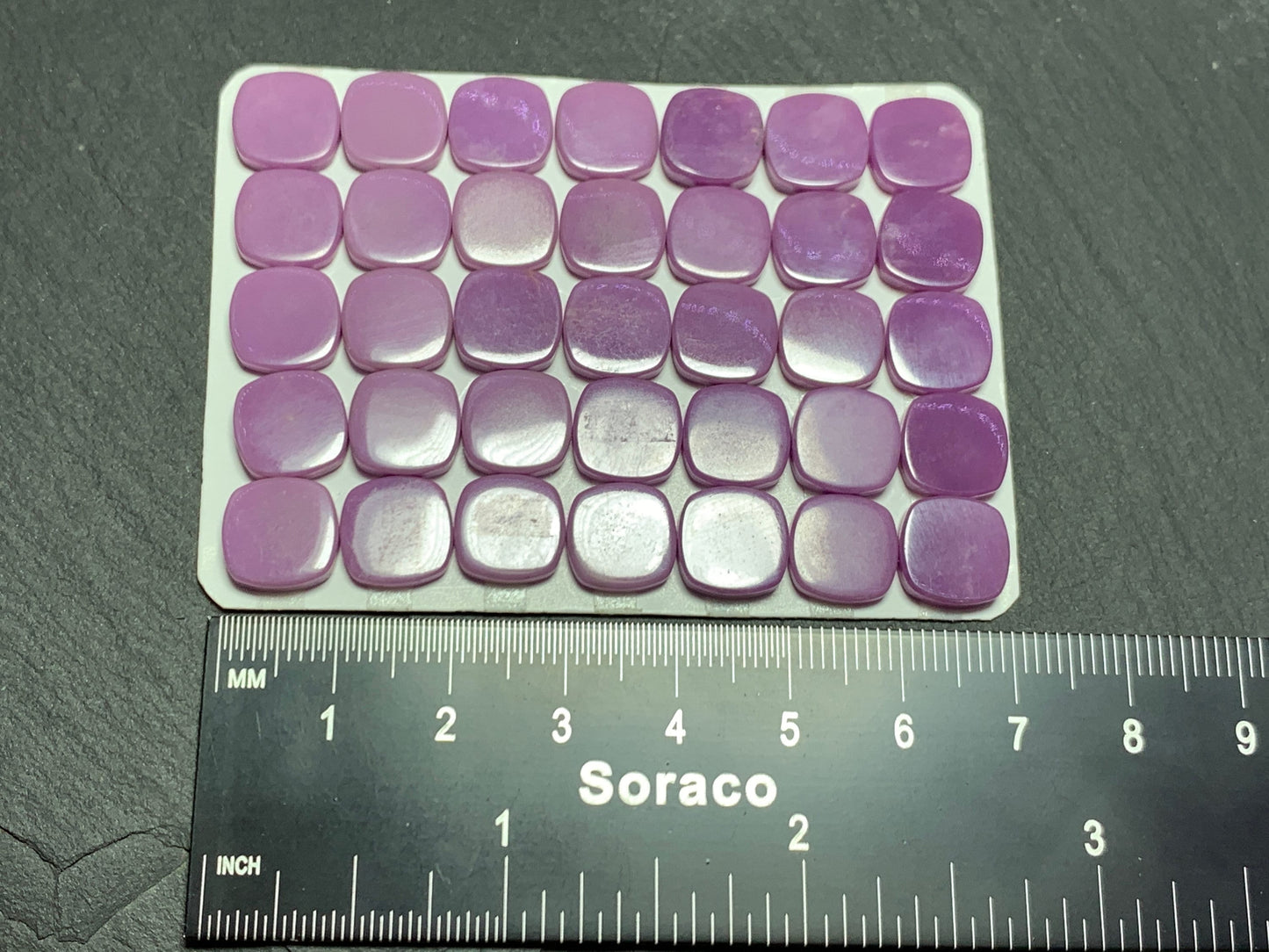 Flat Phosphosiderite square cushion 10mm Cabochon - Calibrated cabochons