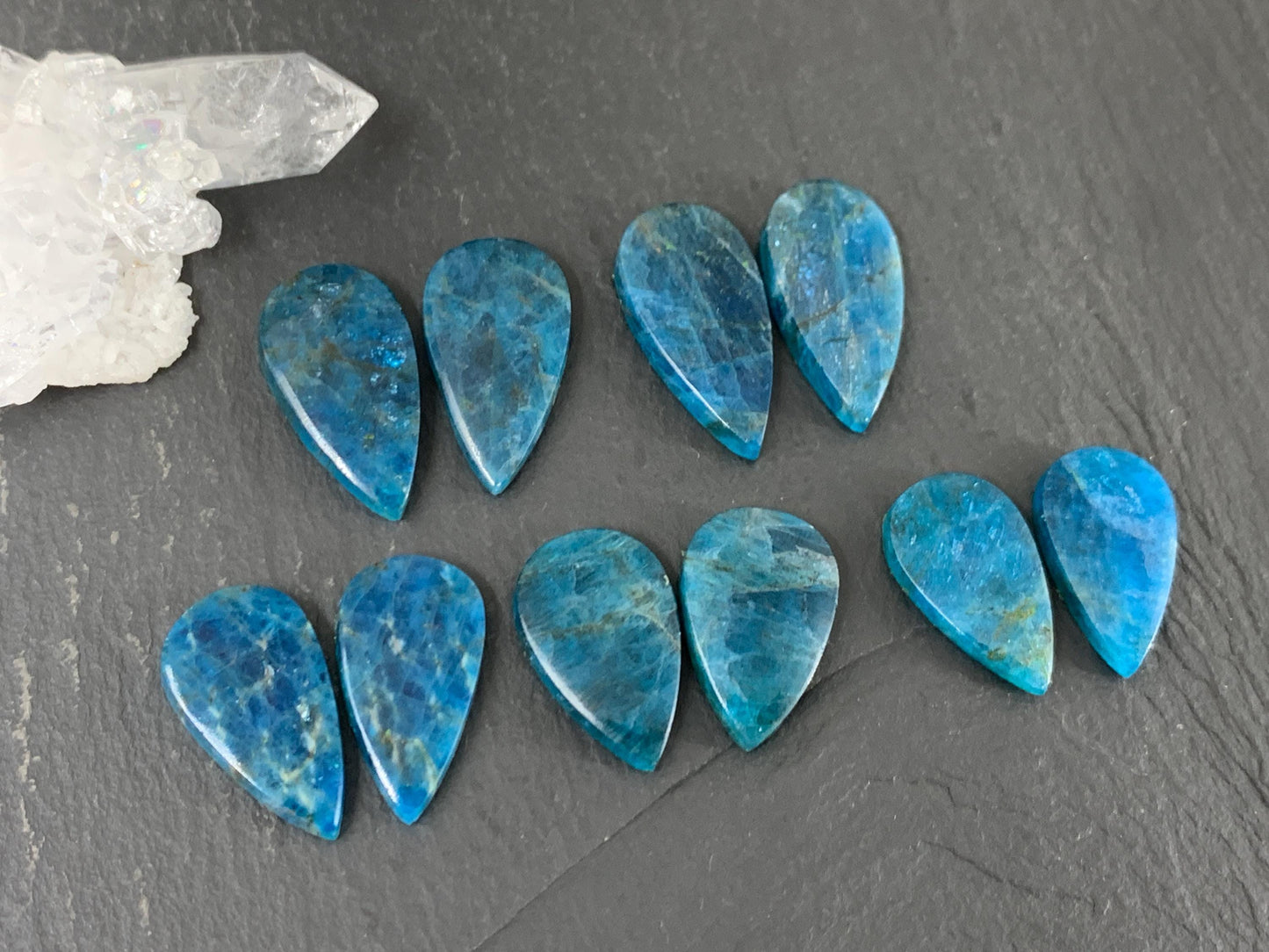 Apatite pear 19-21mm long cabochon - Buy by pair