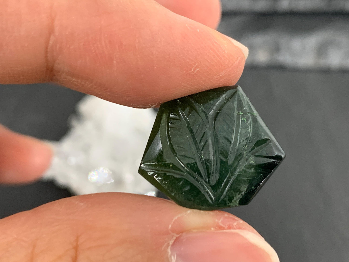 Carved Tourmaline 17x15x4mm cabochon