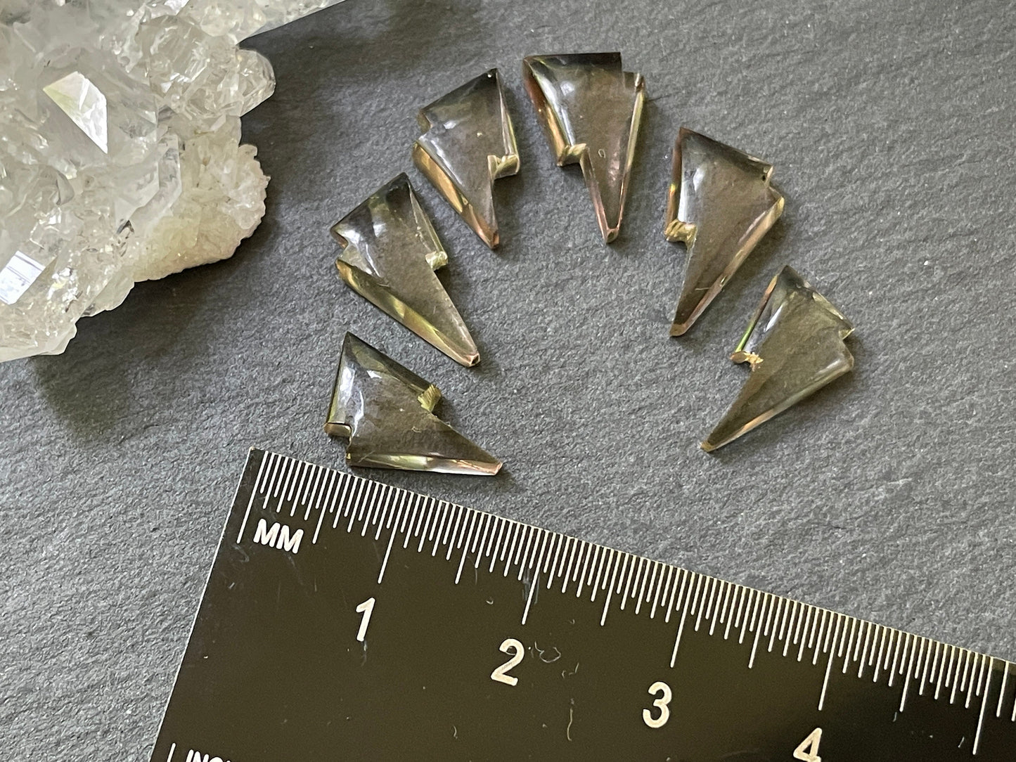 Faceted color changing Alexandrite lightning bolt 8x13mm cabochon - Cabochons are calibrated