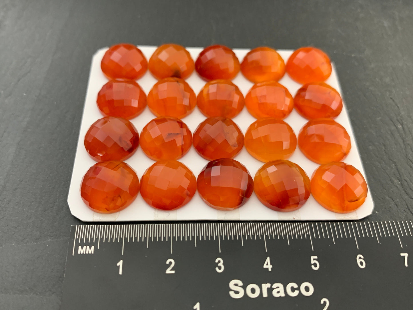 Faceted Carnelian round 13mm cabochon - Calibrated cabochons