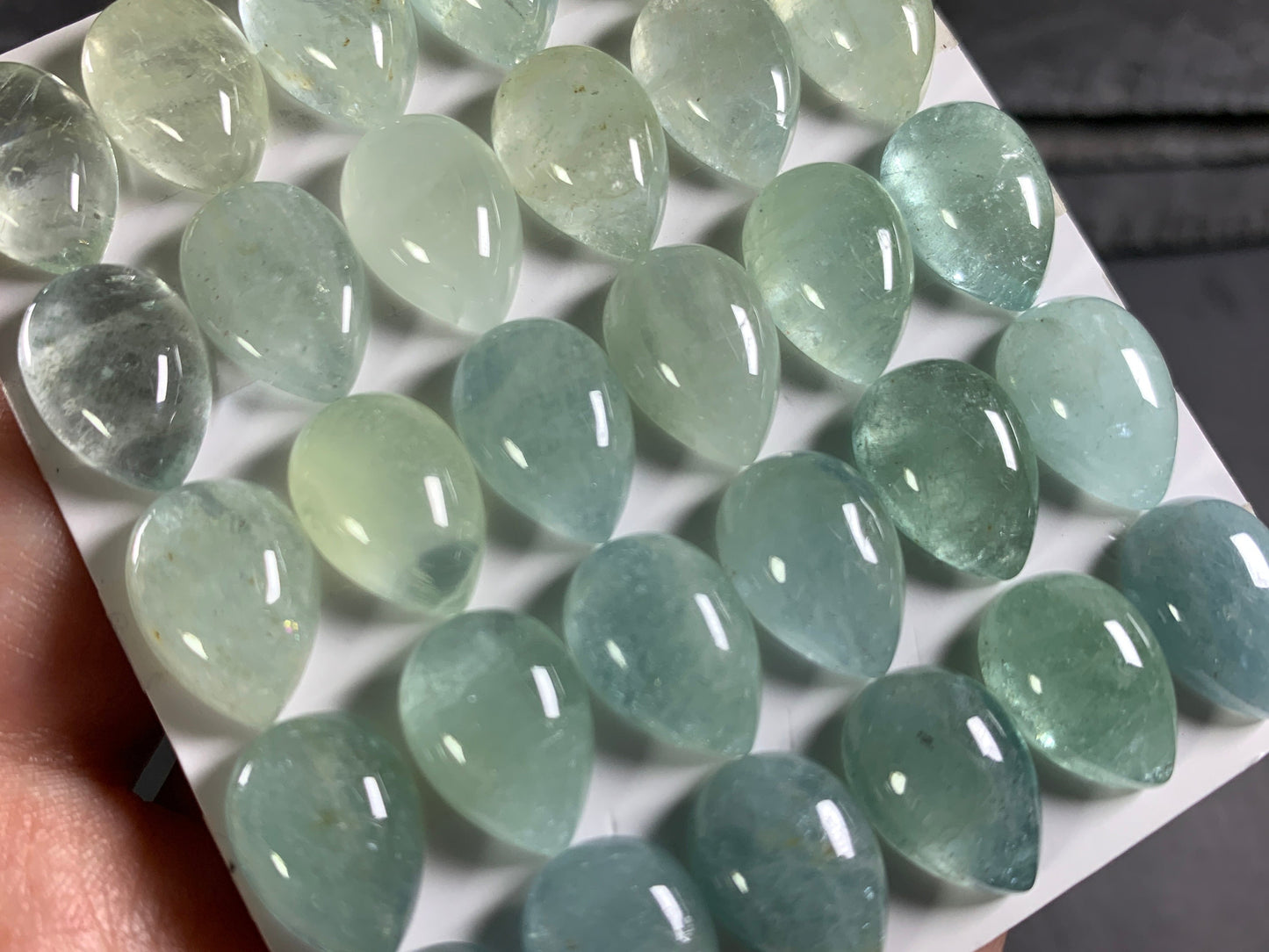 Aquamarine pear 10x14mm cabochon - Calibrated cabochons