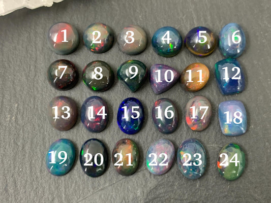 Black Ethiopian Opal 6x8mm cabochon - round, oval, pear, rectangle