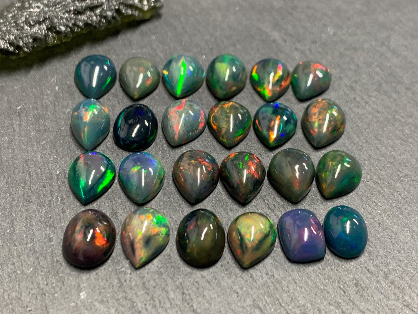 Black Ethiopian Opal 8-9mm long cabochon
