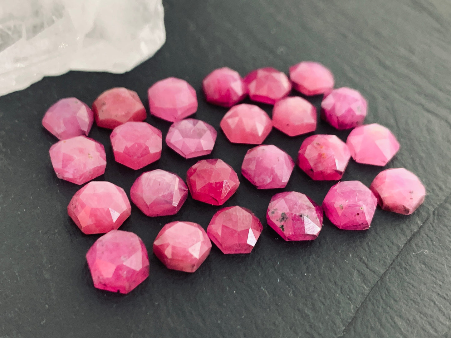Faceted Pink Sapphire hexagon 6mm cabochon