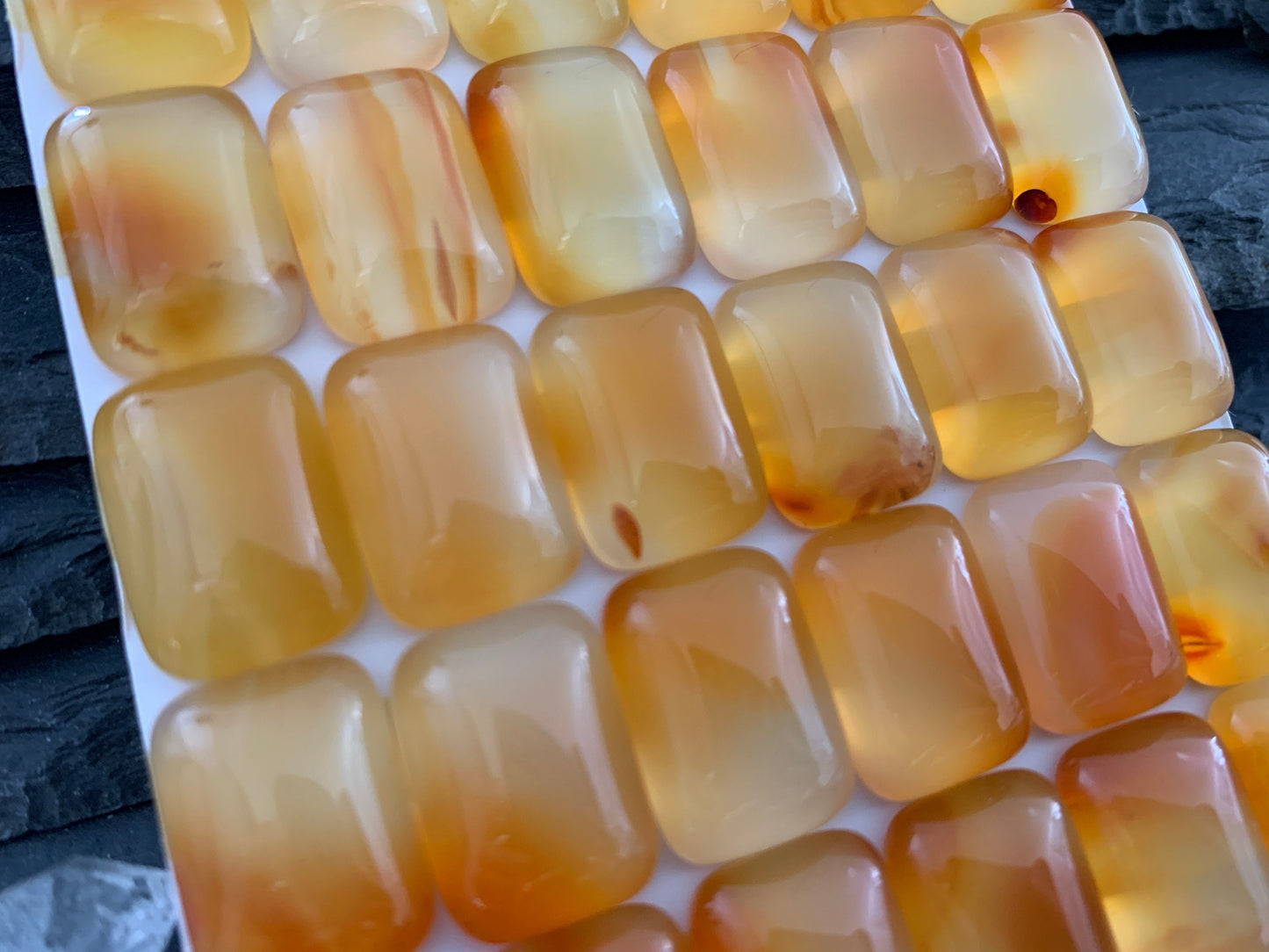 Carnelian rectangle 13x18mm cabochon - Calibrated cabochons