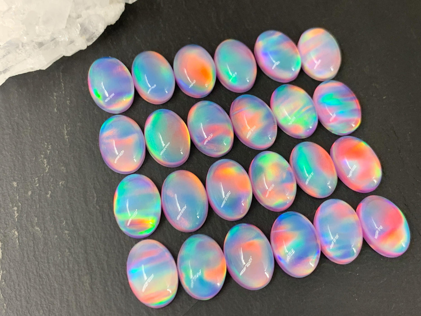 Aurora Opal oval 10x14mm cabochons - Doublet cabochons