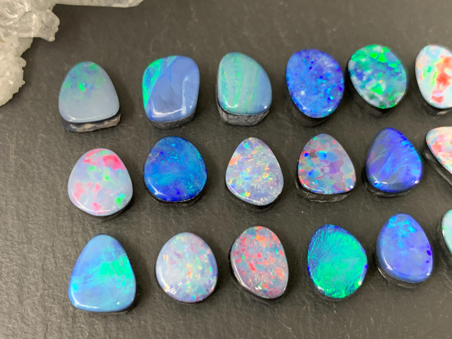 Australian Opal doublet 7-9mm long cabochon