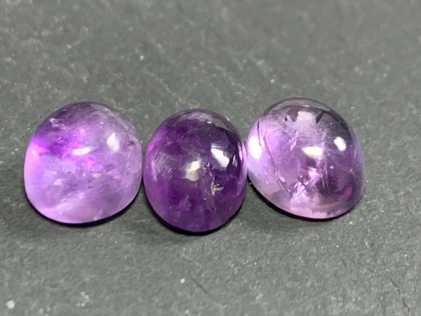 Madagascar Amethyst 10-11mm long cabochon - 3 cabochons lot