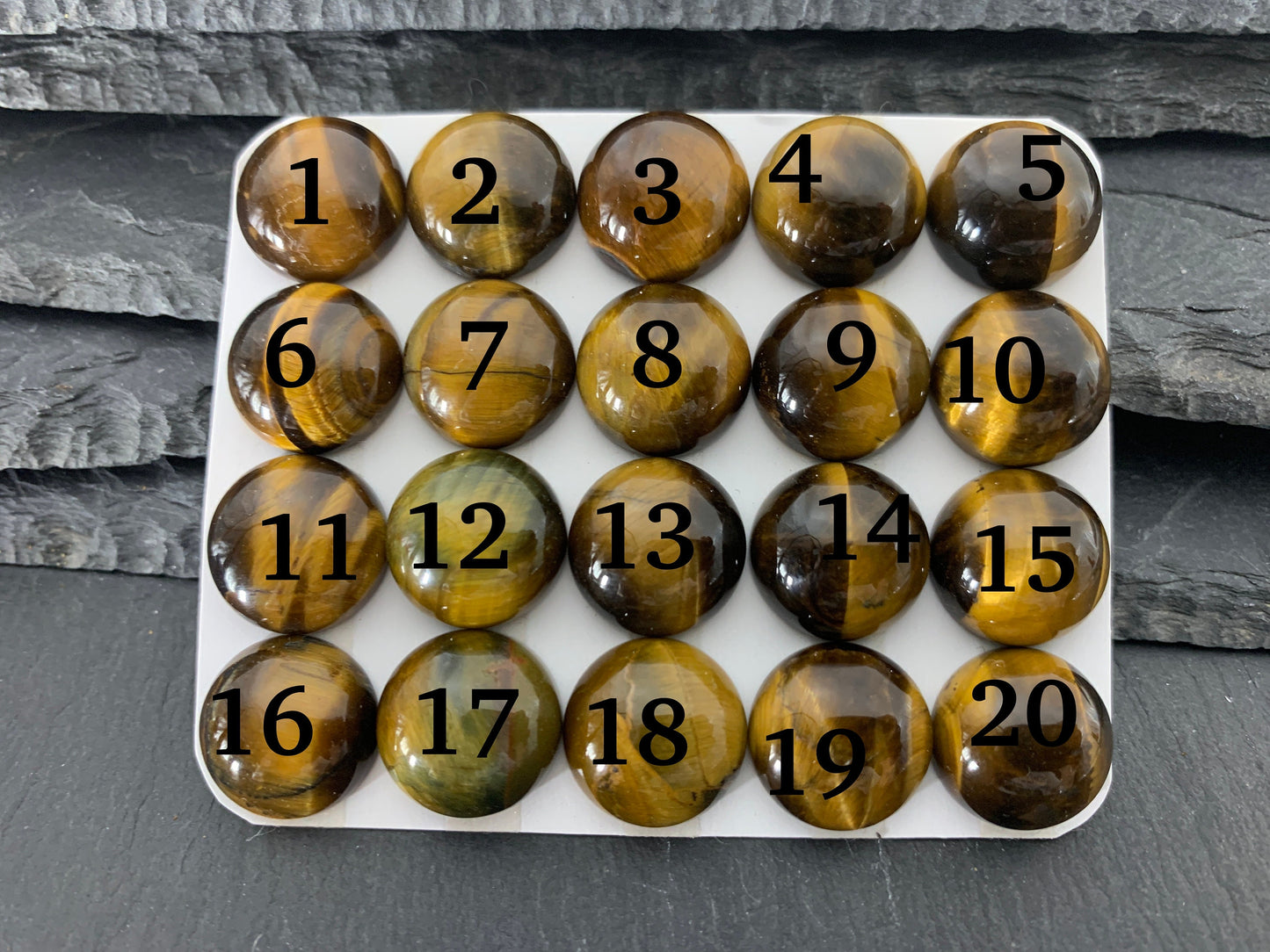 Tiger Eye round 15mm cabochon - Calibrated cabochons