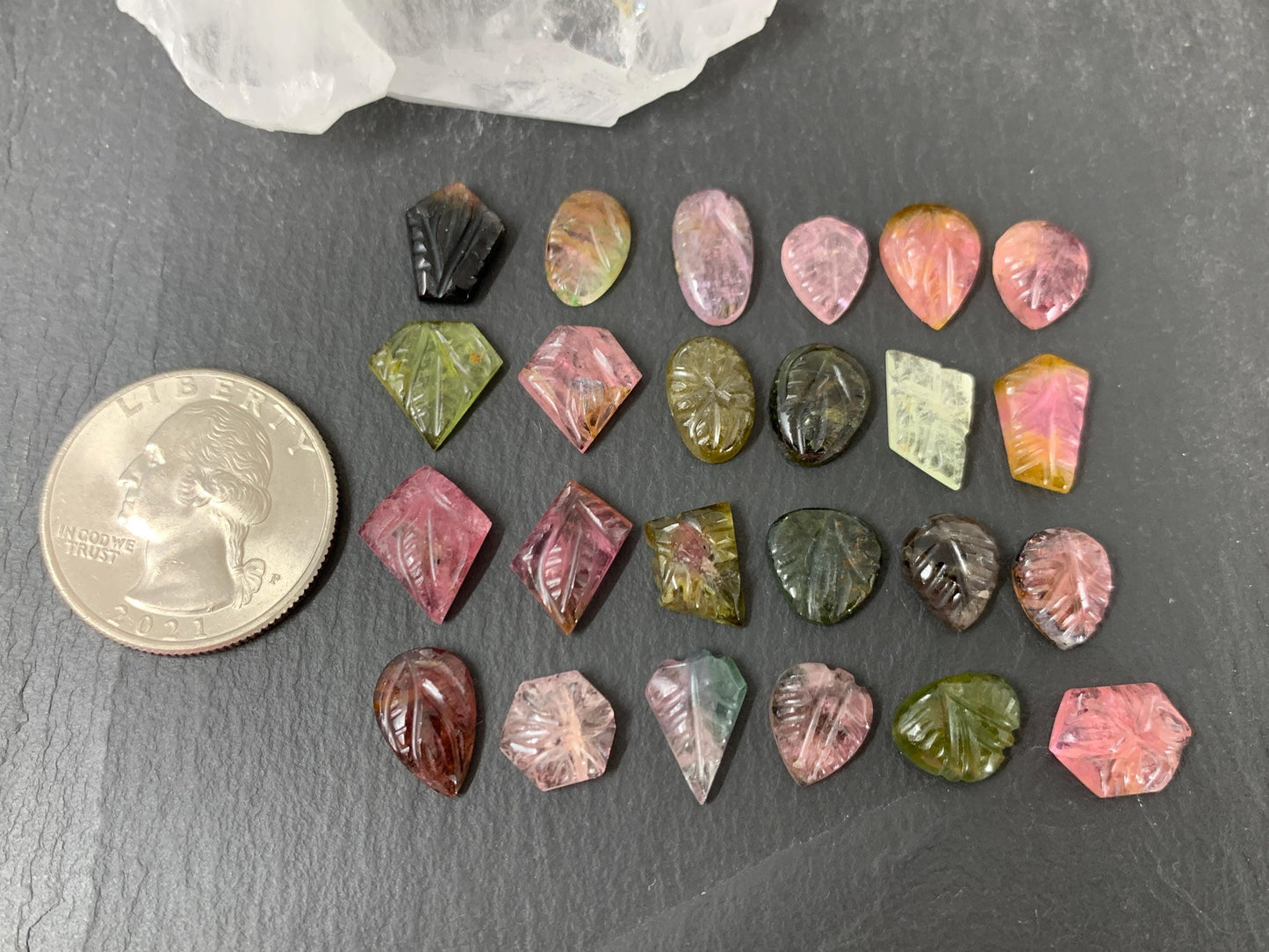 Carved Tourmaline 9-12mm cabochon