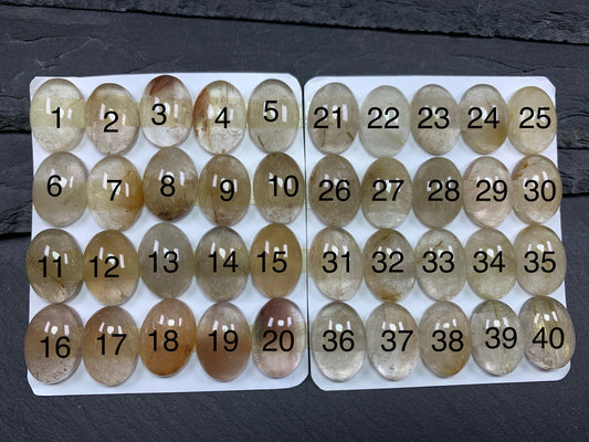 Gold Rutilated Quartz oval 13x18mm cabochon - Calibrated cabochons
