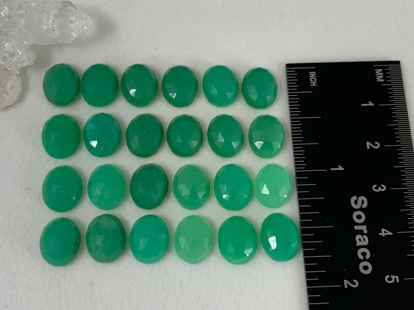 Faceted Chrysoprase oval 8x10mm cabochon
