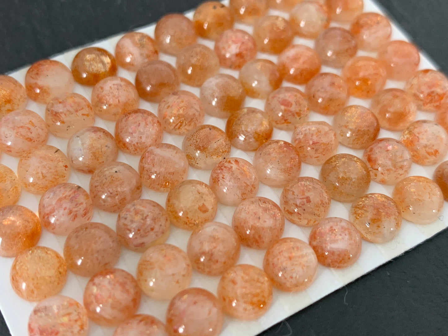 Sunstone round 6mm cabochon - Calibrated cabochons