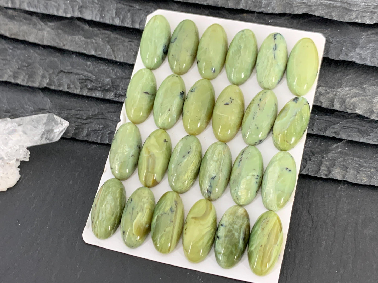 Green Opal oval 9x18mm Cabochon - Calibrated cabochons