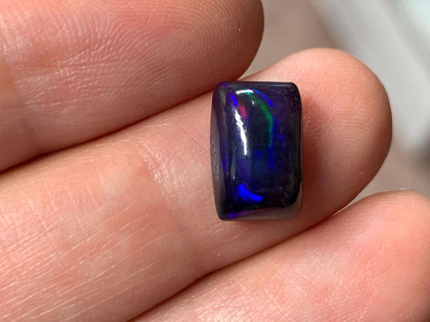 Black Ethiopian Opal rectangle 7x11x5mm cabochon