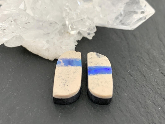 Australian Opal doublet 6x14x3mm pair of cabochons