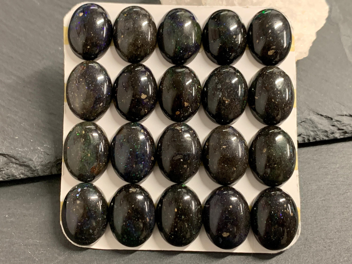 Black Andamooka Opal oval 15x18mm cabochon - Matrix Australian Opal