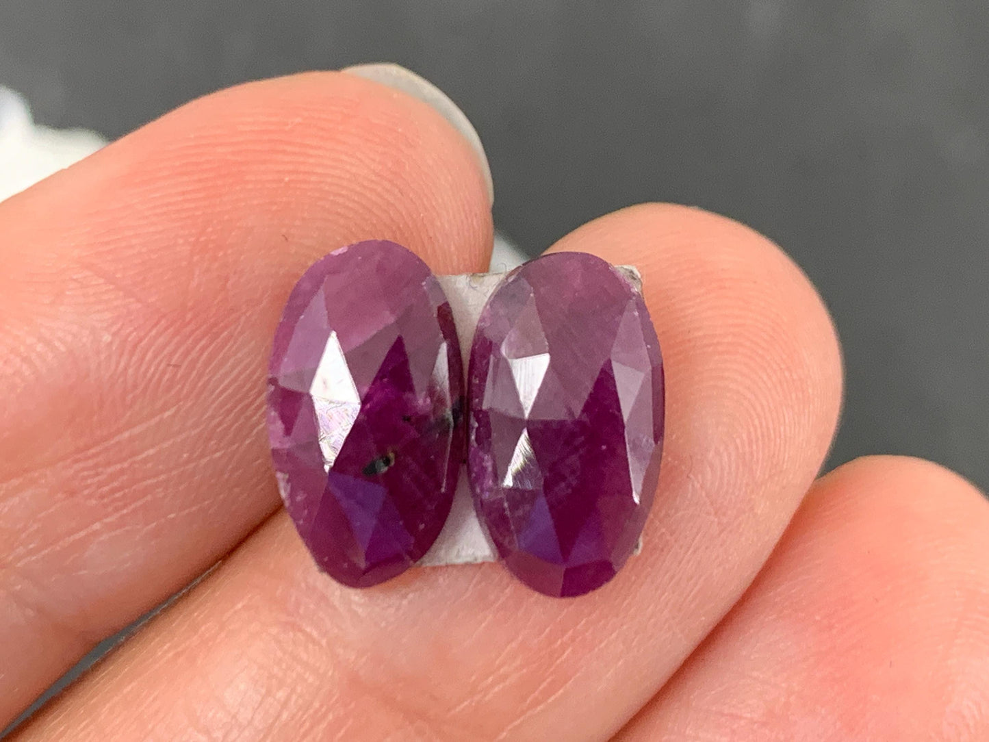 Faceted Ruby pair 7x12x3.5mm cabochon