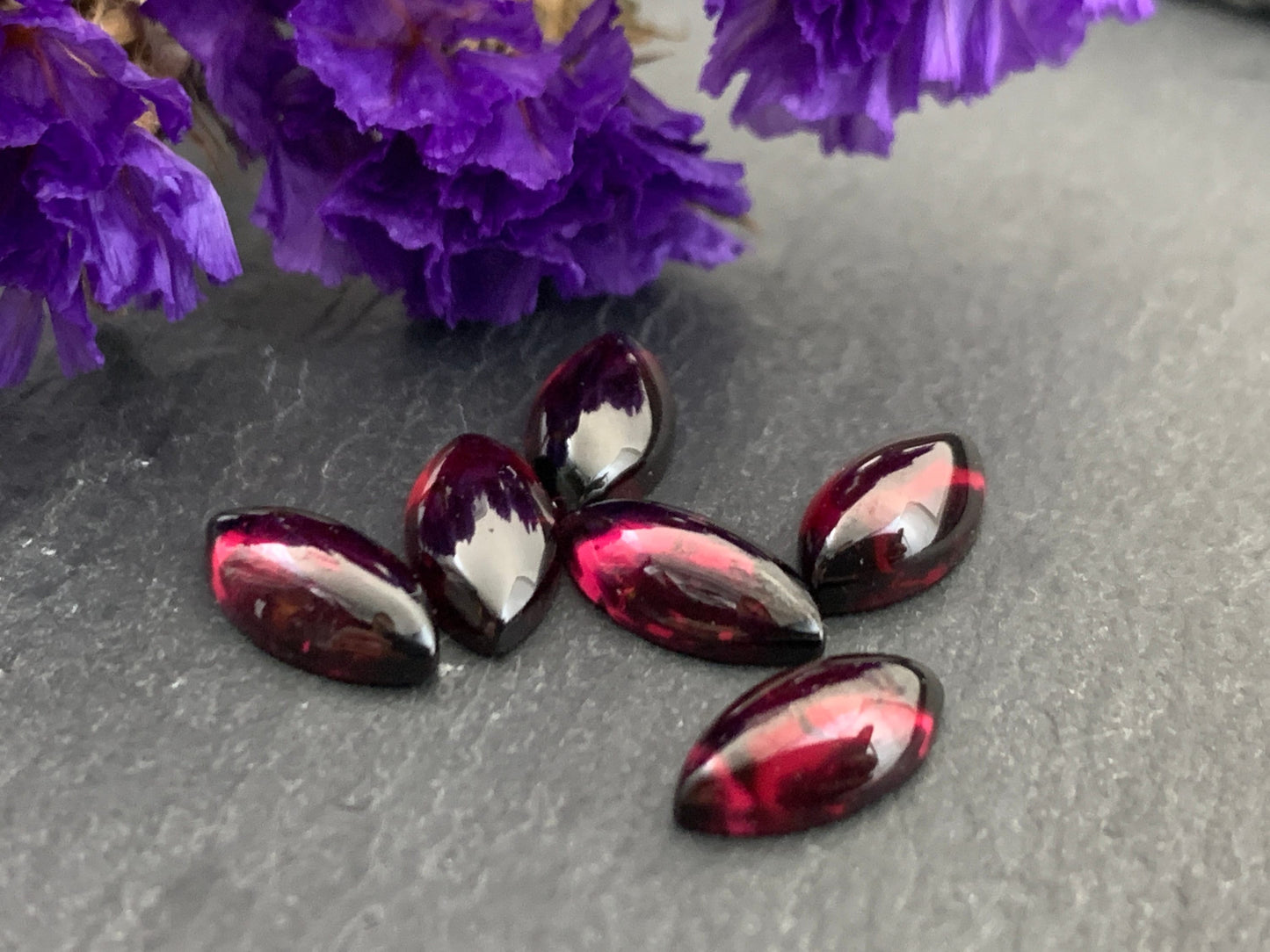 Garnet marquise 5x10mm cabochon