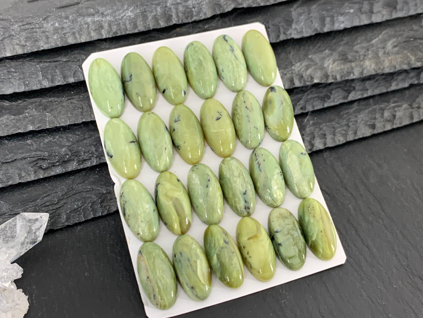 Green Opal oval 9x18mm Cabochon - Calibrated cabochons