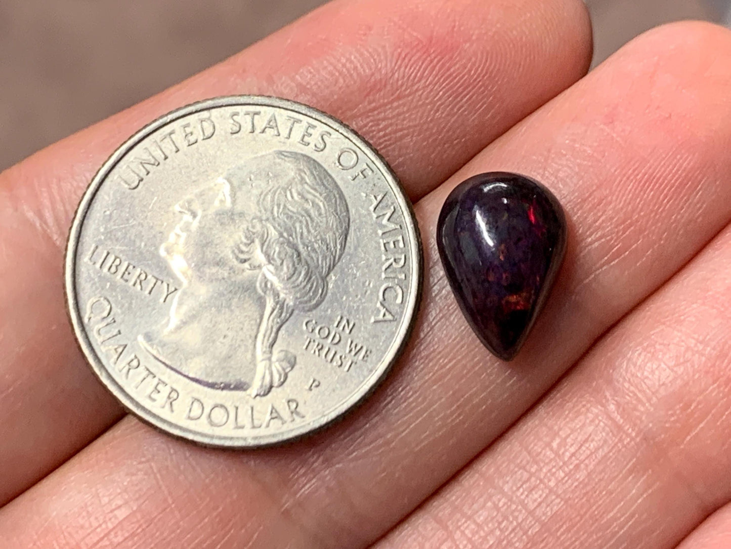 Black Ethiopian Opal pear 9x12x5mm cabochon