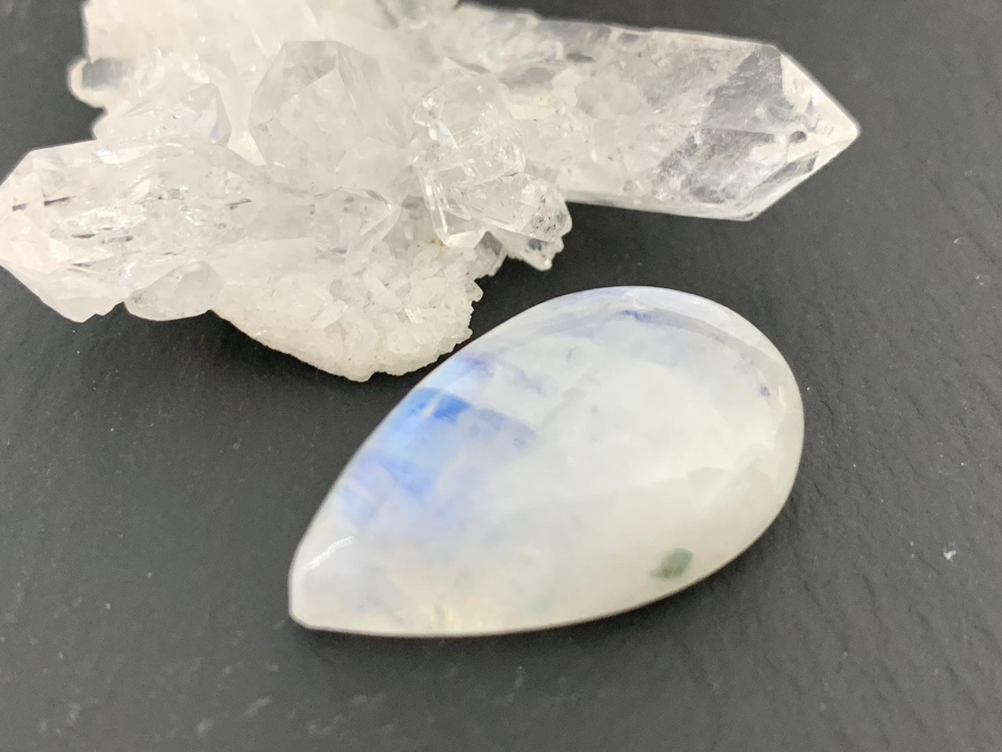 Rainbow Moonstone 26x16x8mm cabochon