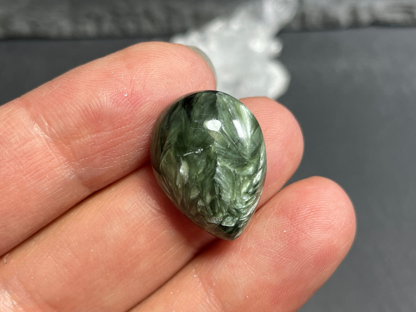 Seraphinite pear 15x20mm cabochon - Calibrated cabochons