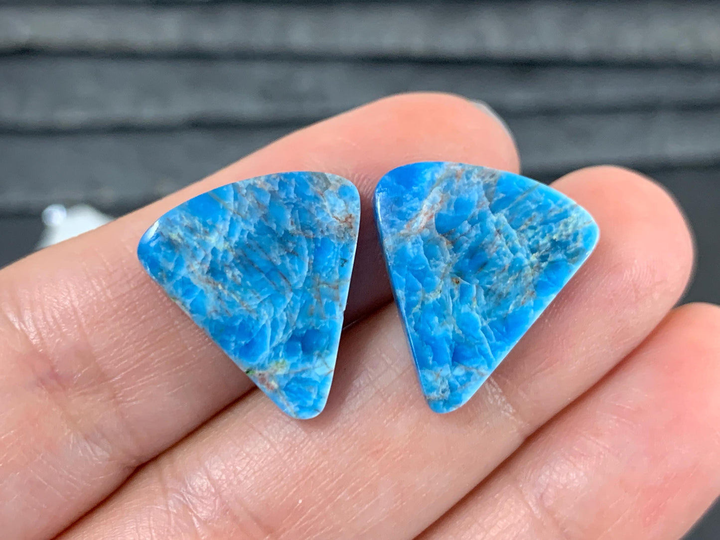 Apatite oval, free form 19-24mm long cabochon - Buy by pair